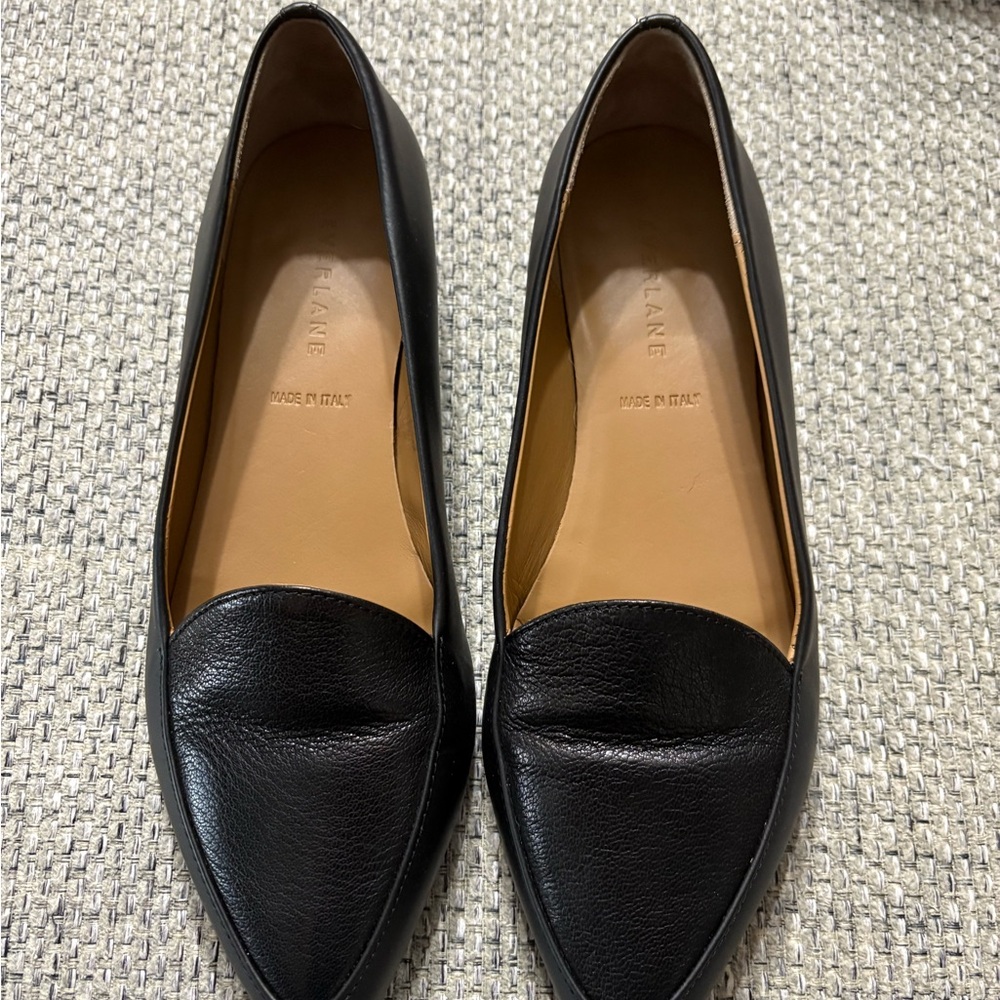 Everlane Black Pointed Leather Loafers